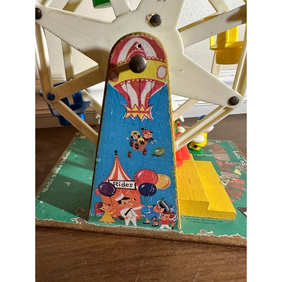 Vintage 1966 Fisher Price Music Box Ferris Wheel Little People Toy Carnival - Picture 2 of 8